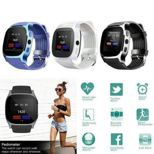 T8 Bluetooth Smart Watch Phone Mate SIM Card Pedometer