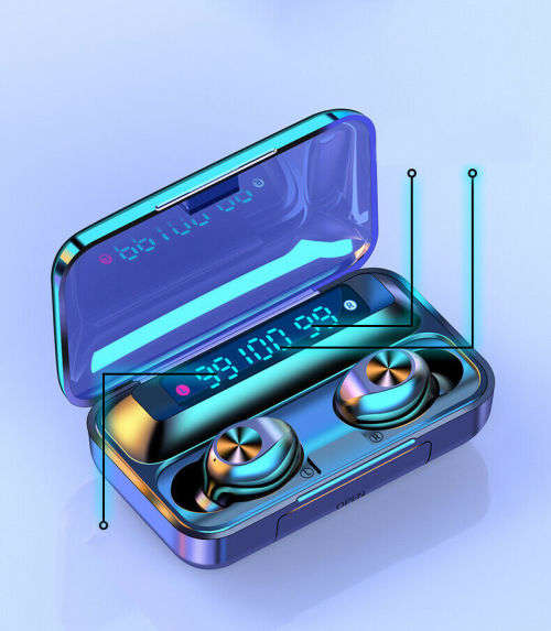 F9-10 TWS Wireless Headphones BT 5.0 with Mic Touch Control 2000mAh Mobile Power Bank