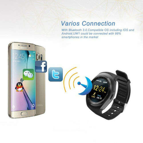 Y1 Waterproof Bluetooth Smart Watch Phone with Sim Card slot - Black