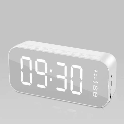 Alarm Clock Mini BT Speaker Mirror Radio LED Portable Wireless Subwoofer
