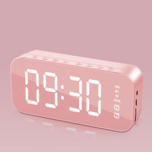 Alarm Clock Mini BT Speaker Mirror Radio LED Portable Wireless Subwoofer