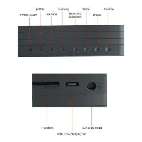 Alarm Clock Mini BT Speaker Mirror Radio LED Portable Wireless Subwoofer