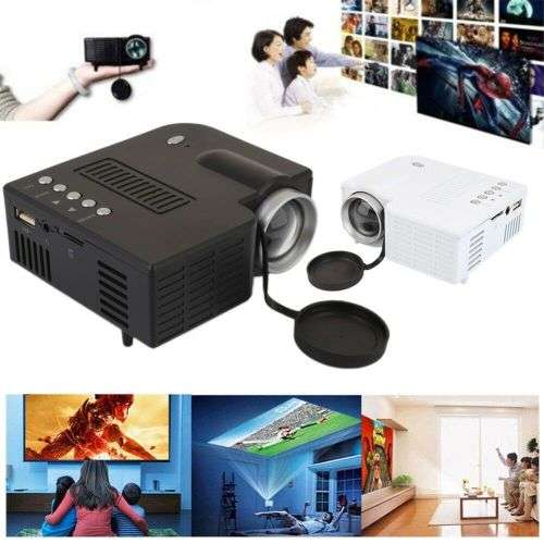 Latest mini led video projector HD 1080p support mobile projector, USB, TF Card - Black or White