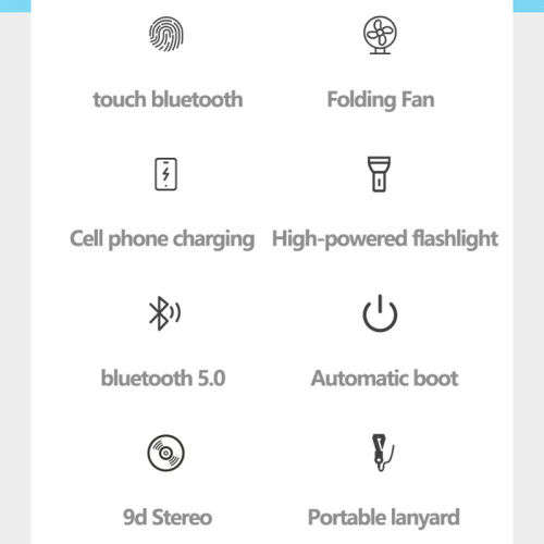 Bluetooth Binaural Handheld TWS Fan Design Earphones Charging Case 2000mAh 5.0 Hifi IPX7 Waterproof