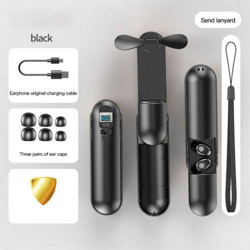Bluetooth Binaural Handheld TWS Fan Design Earphones Charging Case 2000mAh 5.0 Hifi IPX7 Waterproof