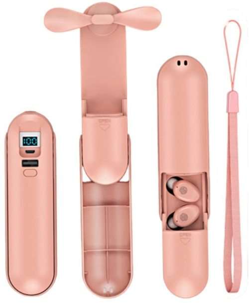 Bluetooth Binaural Handheld TWS Fan Design Earphones Charging Case 2000mAh 5.0 Hifi IPX7 Waterproof