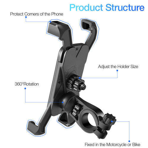 360 Degree ABS Motorcycle Handlebar Bike Navigation Anti-shake Bicycle Phone Mount Holder Bracket