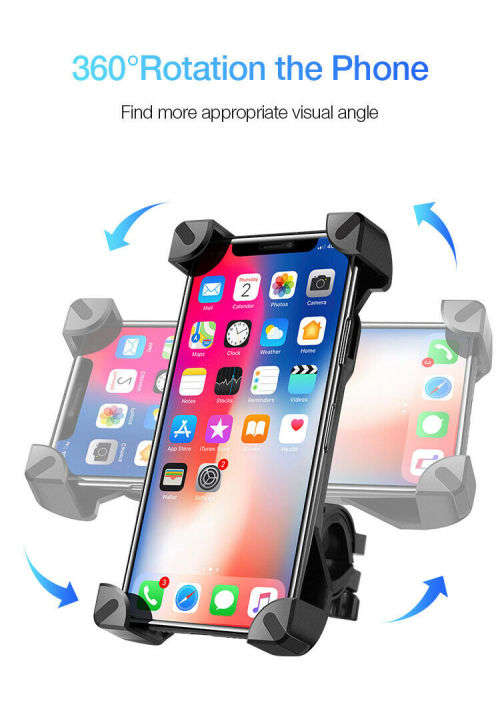 360 Degree ABS Motorcycle Handlebar Bike Navigation Anti-shake Bicycle Phone Mount Holder Bracket