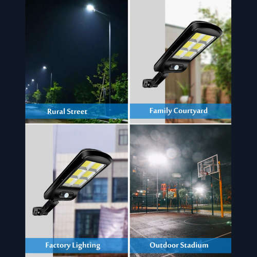 Solar Powered LED COB Street Light PIR Motion Sensor Outdoor Garden Wall Lamp with Remote Control