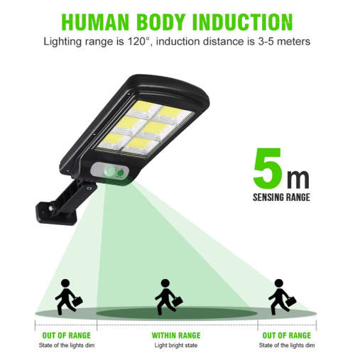 213 LED Outdoor Solar Street Wall Light PIR Sensor Motion LED COB Lamp Remote Control