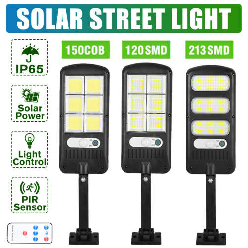 213 LED Outdoor Solar Street Wall Light PIR Sensor Motion LED COB Lamp Remote Control