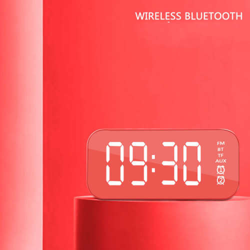 Alarm Clock Mini BT Speaker Mirror Radio LED Portable Wireless Subwoofer
