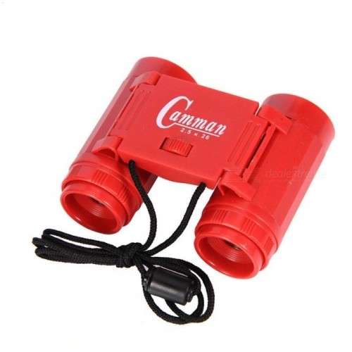 Kid's 2.5 x 26 Magnification Toy Binocular Telescope + Neck Tie Strap  Black, Red, Blue and Yellow