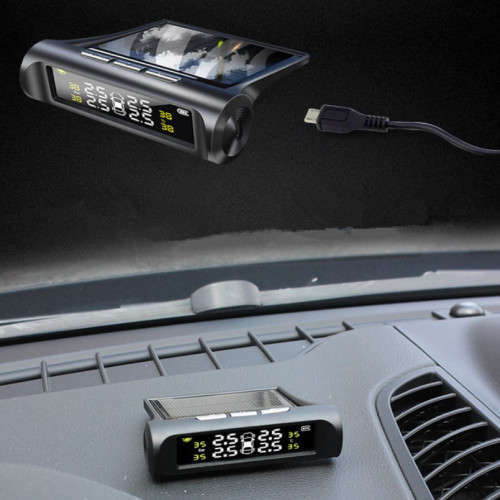 Tyre Pressure Monitoring System TPMS Solar Power Universal Wireless with 4 External Sensors Monitor
