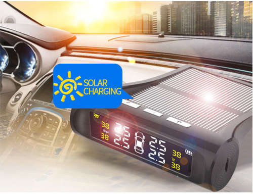 Tyre Pressure Monitoring System TPMS Solar Power Universal Wireless with 4 External Sensors Monitor