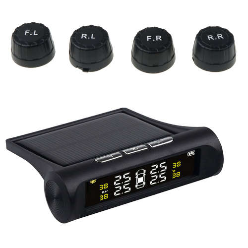 Tyre Pressure Monitoring System TPMS Solar Power Universal Wireless with 4 External Sensors Monitor