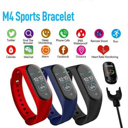 M4 Pro Smart Watch Band Heart Rate Blood Pressure Tracker Fitness Wristband temperature measure