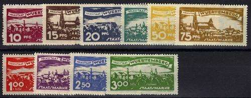 Germany Wurttemberg 1920. MI 272-81 * (10) Complete set LHM