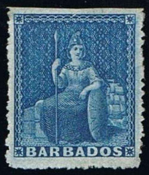 Barbados 1871 (1D) Blue SG 48 Superb Hinged mint Cat Value R2100 with variety