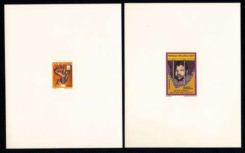 Congo RARE Nelson Mandela anti apartheid Campaign 1987 Deluxe Proof set of 2