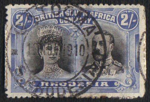 RARE BSAC Double head 2/ with first day Cancel Gatooma (11 NOV 1910) RARE