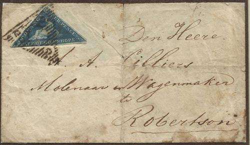 COGH 4D Blue SACC 4a Used on cover Cape Town-Robertson RARE CV R7200+