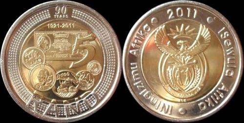 !!!UNC Brand New 2011 90th Anniv of SA Mint R5 UNC!!!