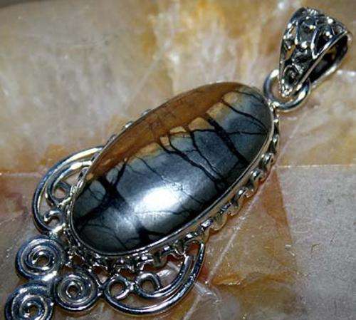 STUNNING PICASSO JASPER Sterling Silver pendant!