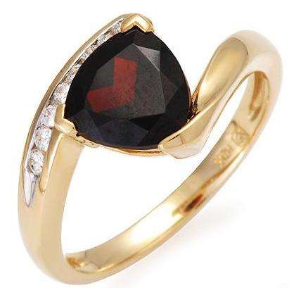 Brilliant Natural Garnet and Diamond 10K Yellow Gold Ring Size 7!