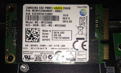 Samsung SSD PM851 mSATA 256GB