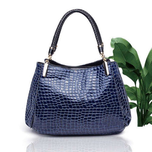 Womens Crocodile Japanned Leather Satchel Shoulder Tote Bags