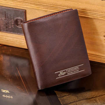 Men Business Brown PU Pocket Card Holder Bifold Purse Wallet