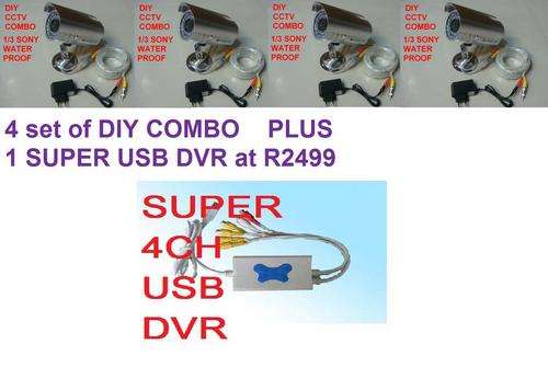 4 Super LARGE 8MM Camera SONY Combo + 1 SUPER 4CH USB DVR - DIY