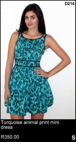 Turquoise Animal Print Mini Dress- ON SALE R149