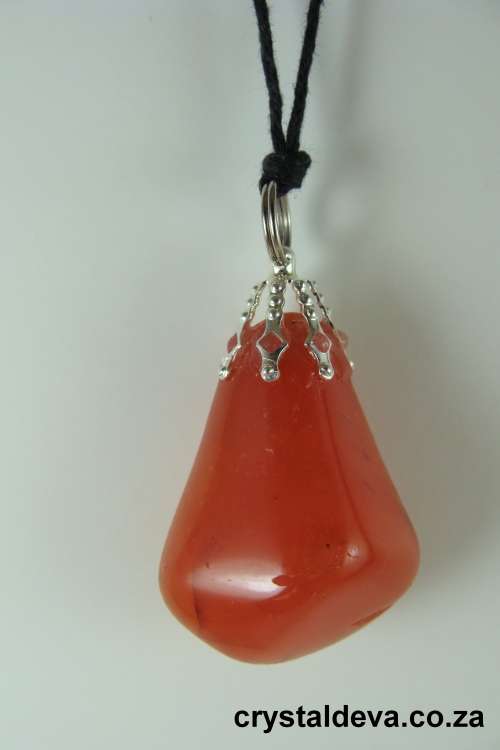 Carnelian pendant on thong