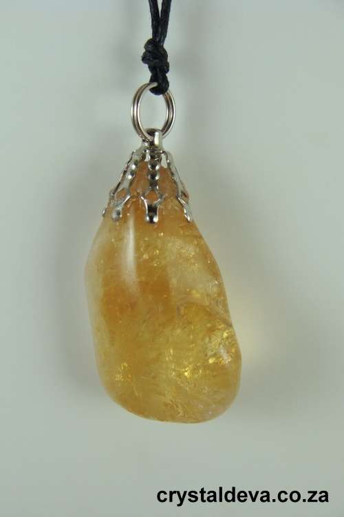 Citrine pendant on thong