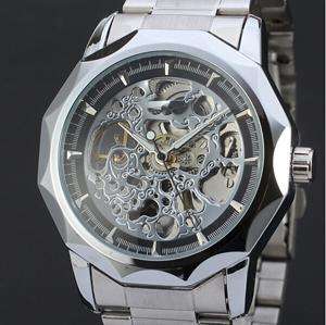 Winner Automatic Stainless Steel Skeleton Mechanical Watch.