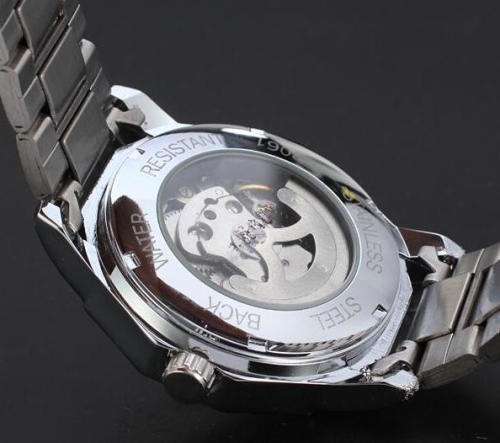 Winner Automatic Stainless Steel Skeleton Mechanical Watch.