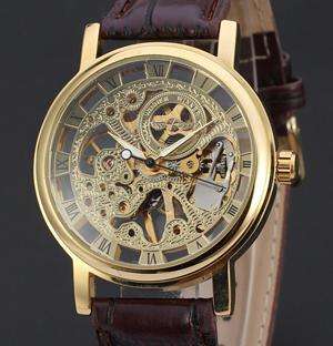 WINNER Automatic Mechanical Unisex Stainless Steel Skeleton Watch