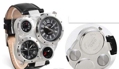 Oulm Duel Time Watch with Compass & Thermometer.