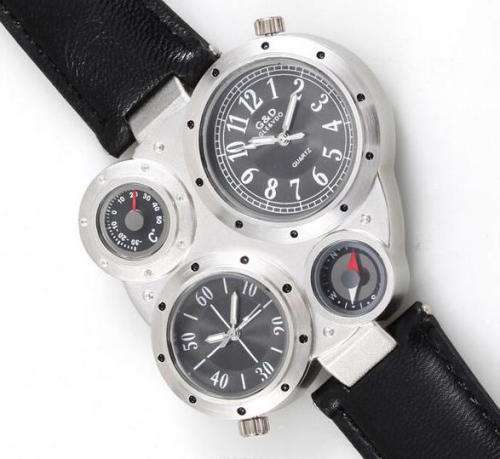 Oulm Duel Time Watch with Compass & Thermometer.