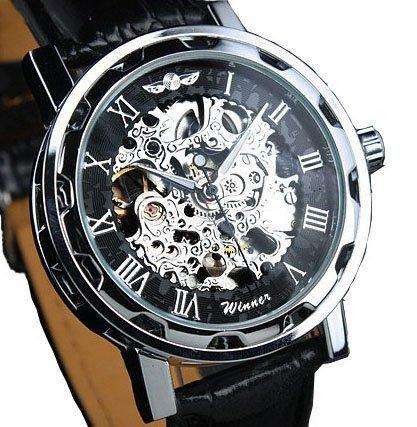 Winner Stainless Steel Skeleton Mechanical Watch.