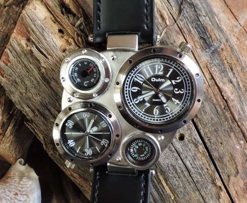 Oulm Duel Time Watch with Compass & Thermometer.