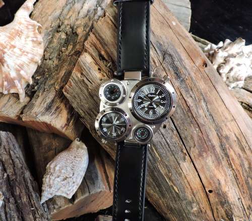 Oulm Duel Time Watch with Compass & Thermometer.
