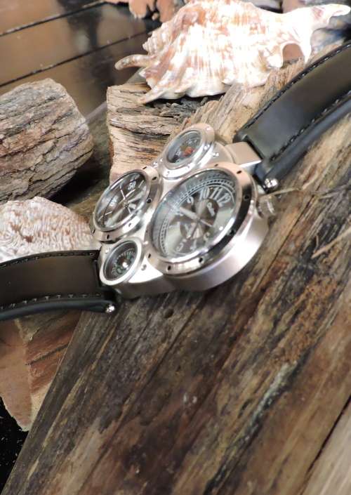 Oulm Duel Time Watch with Compass & Thermometer.