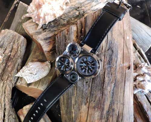 Oulm Duel Time Watch with Compass & Thermometer.