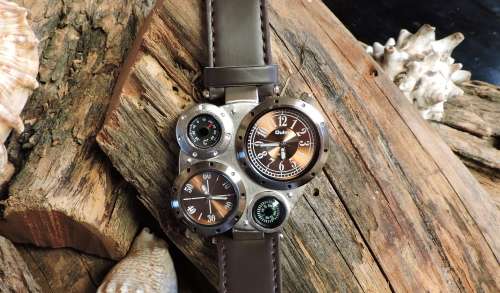 Oulm Duel Time Watch with Compass and Thermometer.