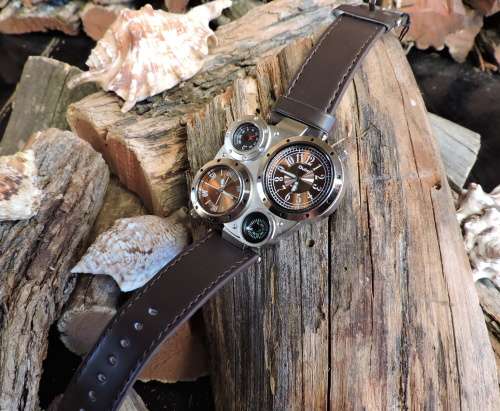Oulm Duel Time Watch with Compass & Thermometer.