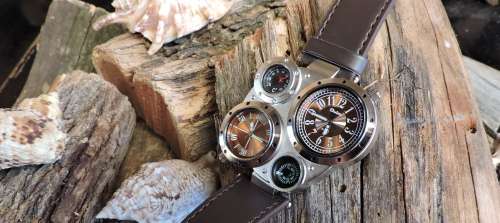 Oulm Duel Time Watch with Compass & Thermometer.