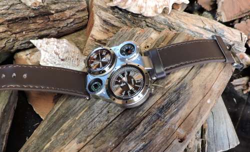 Oulm Duel Time Watch with Compass & Thermometer.